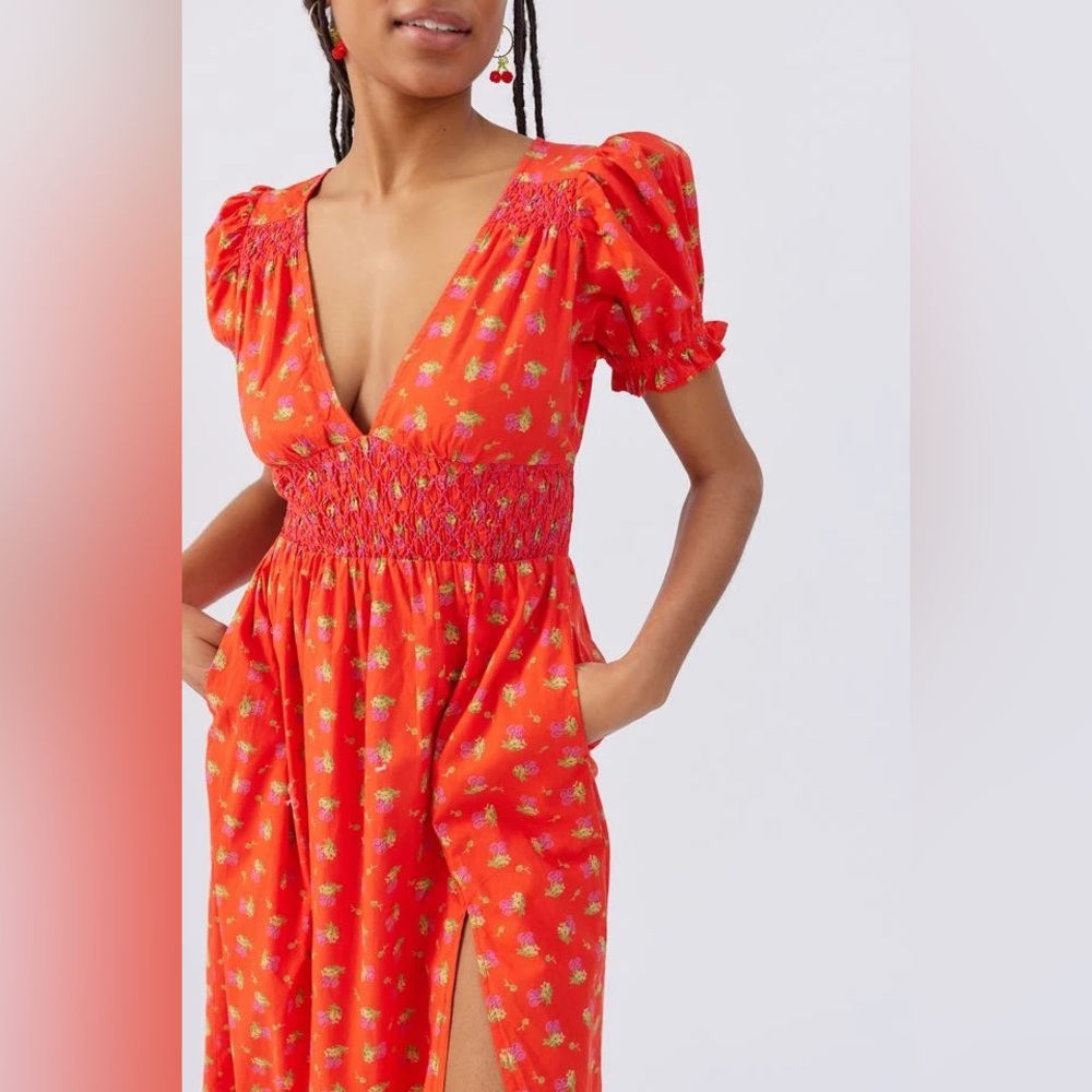 Urban Outfitters Liliana Side Slit 100% Cotton Milkmaid Dress Size M